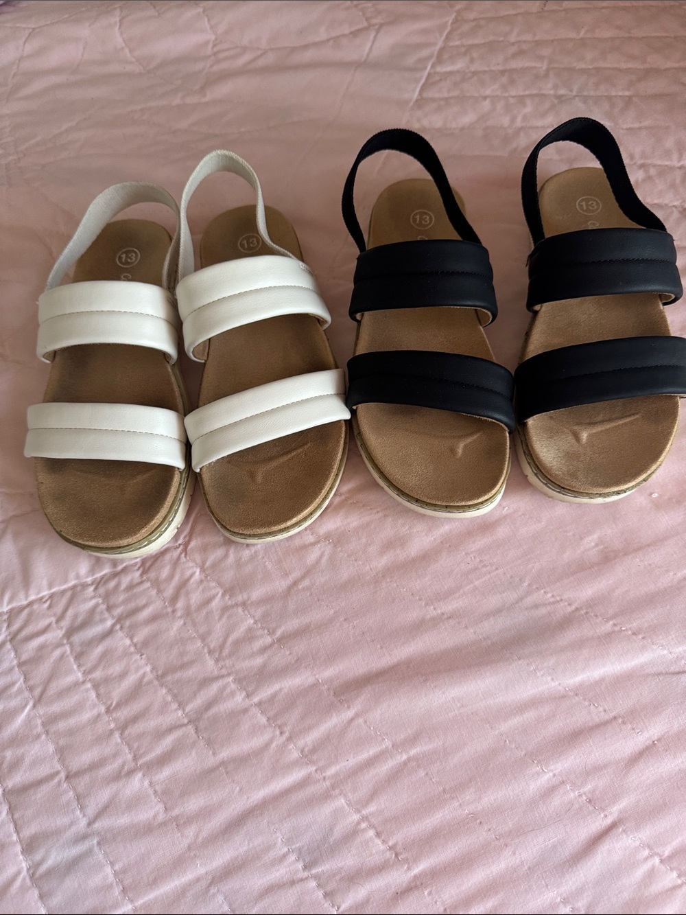 2 pair Cat & Jack Comfort Double-Strap Slingback Sandals - black and white